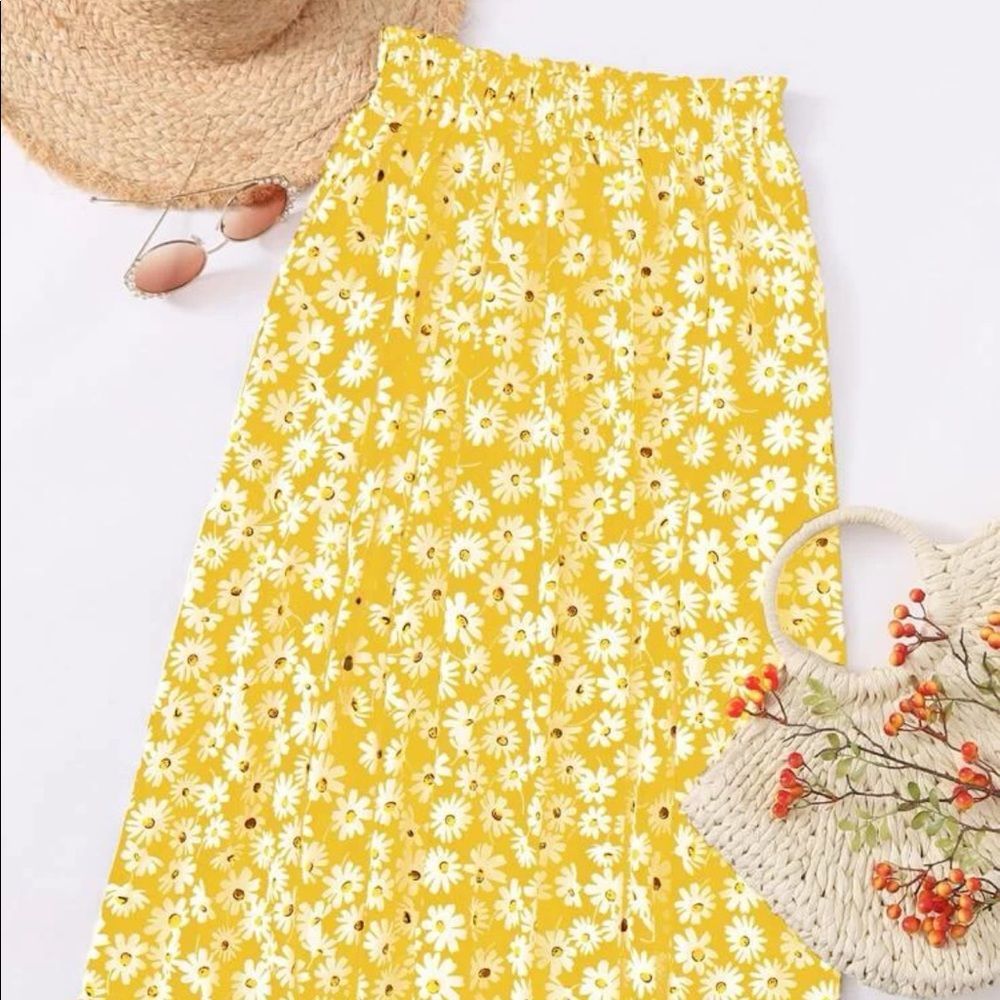 Yellow Floral Mini Skirt